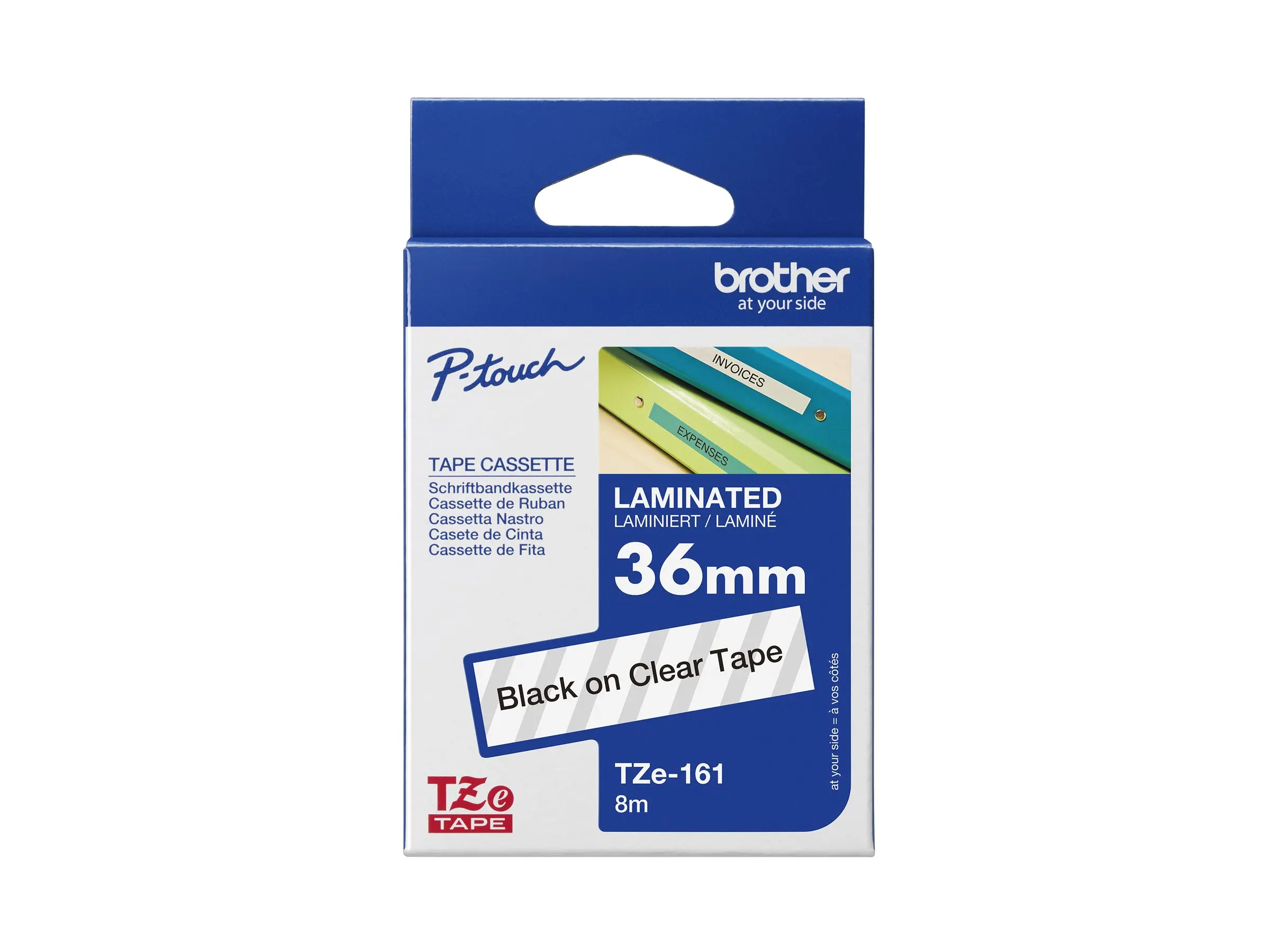 Лента TZ Tape BROTHER 36mm Black on Clear, Laminated, 8m lenght, for P-Touch - image 4