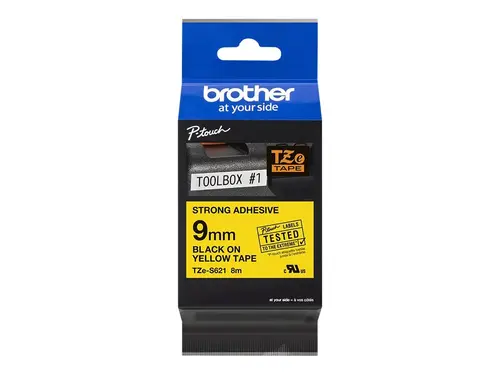 Tape BROTHER 9mm BLACK ON YELLOW ADHESIVE TAPE - image 2