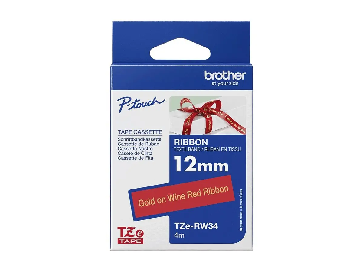 BROTHER bandă textilă auriu/roșu 12mm/4m - image 2