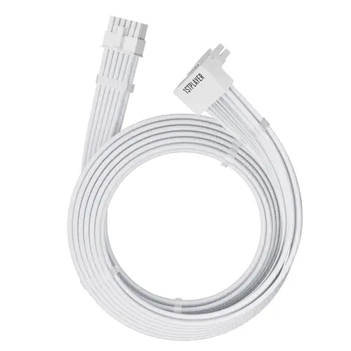 1stPlayer модулен кабел Custom Sleeved Modding Cable White - PCIe 5.0 12VHPWR M/M - FM2-B-WH - image 2