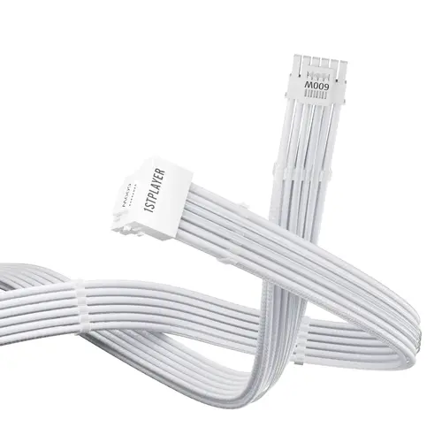 1stPlayer модулен кабел Custom Sleeved Modding Cable White - PCIe 5.0 12VHPWR M/M - FM2-B-WH - image 5
