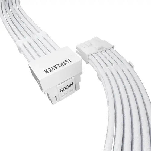 1stPlayer cablu modular Custom Sleeved Modding Cable White - PCIe 5.0 12VHPWR M/M - FM2-B-WH - 1