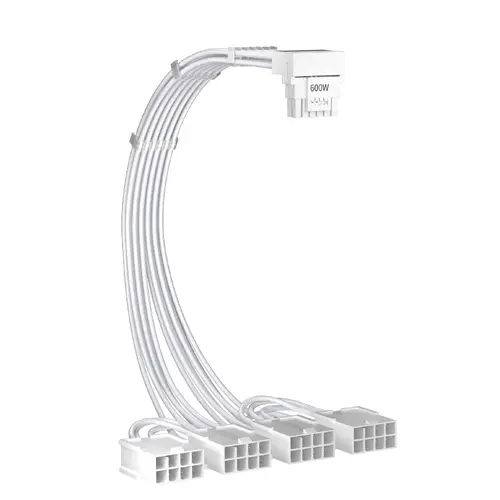 1stPlayer удължителен кабел Custom Sleeved Modding Cable White - 4 x PCIe 8-pin to 12VHPWR - FM4-B-WH - image 1