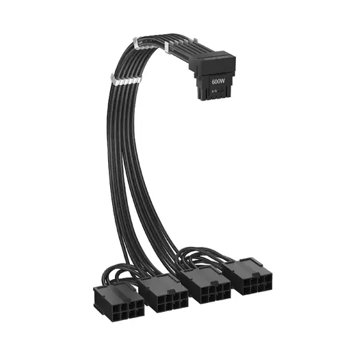 1stPlayer удължителен кабел Custom Sleeved Modding Cable Black - 4 x PCIe 8-pin to 12VHPWR - FM4-B-BK - image 1