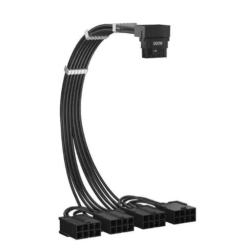 1stPlayer удължителен кабел Custom Sleeved Modding Cable Black - 4 x PCIe 8-pin to 12VHPWR - FM4-B-BK - image 2