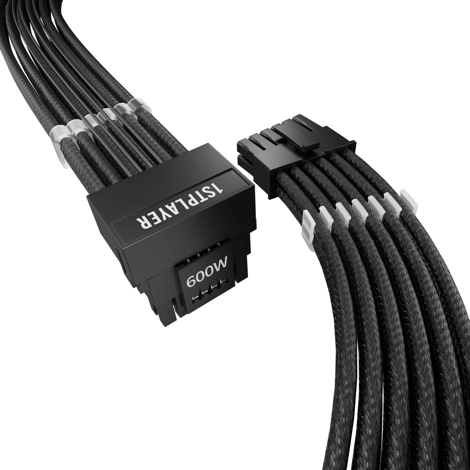 1stPlayer αρθρωτό καλώδιο Custom Sleeved Modding Cable Μαύρο - PCIe 5.0 12VHPWR M/M - FM2-B-BK