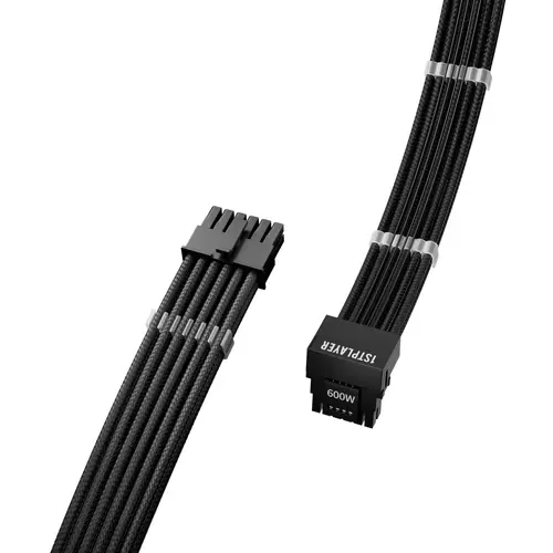 1stPlayer модулен кабел Custom Sleeved Modding Cable Black - PCIe 5.0 12VHPWR M/M - FM2-B-BK - image 2