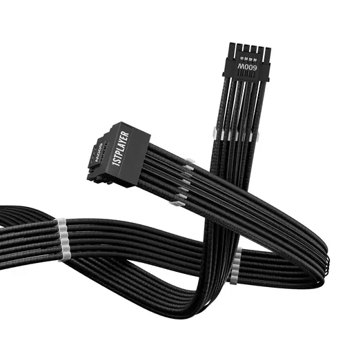 1stPlayer модулен кабел Custom Sleeved Modding Cable Black - PCIe 5.0 12VHPWR M/M - FM2-B-BK - image 4