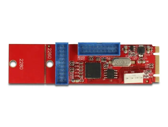 Адаптер Delock, M.2 Key B+M мъжко към 2 x USB 5 Gbps Pin Header - image 2