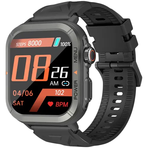 Blackview W30, 1.91 inch Display, 320*380 pixel, 300mAh battery, 100+ Workout Modes, 10-meter Water-resistance, Heart Rate & Blood Oxygen Monitor, Up To 5-7 Days of Battery Life, 128MB Flash, Black