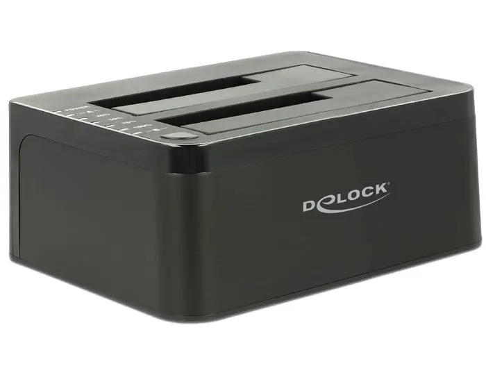Docking station extern Delock 62661, pentru HDD/SSD de 2.5"/3.5", USB 3.0, Funcție de clonare, Negru
