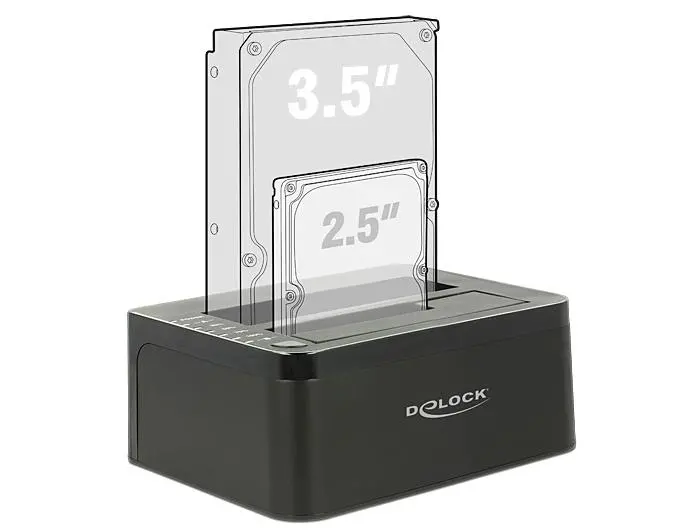 Εξωτερικός σταθμός σύνδεσης Delock 62661, για 2.5"/3.5" HDD/SSD, USB 3.0, Λειτουργία κλωνοποίησης, Μαύρο - image 2