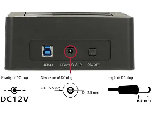 Εξωτερικός σταθμός σύνδεσης Delock 62661, για 2.5"/3.5" HDD/SSD, USB 3.0, Λειτουργία κλωνοποίησης, Μαύρο - 5