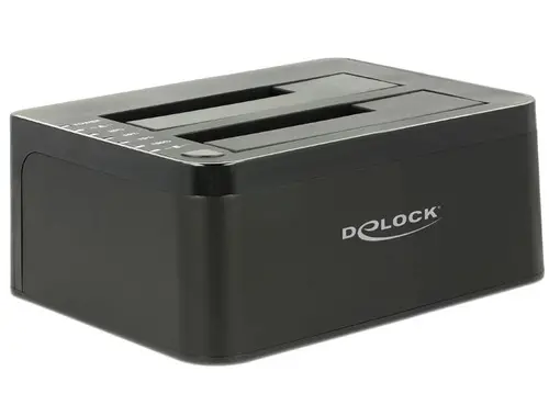 Docking station extern Delock 62661, pentru HDD/SSD de 2.5"/3.5", USB 3.0, Funcție de clonare, Negru - 1