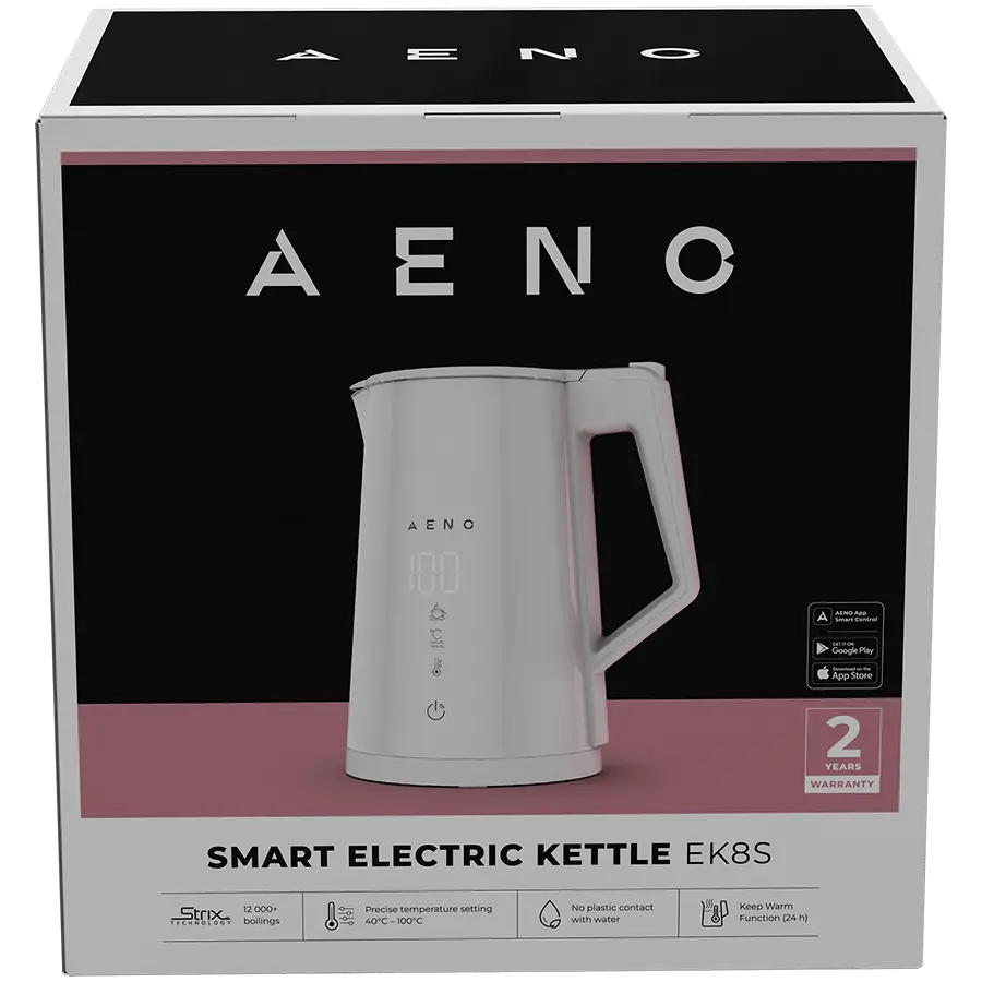 AENO Fierbător electric EK8S Smart: 1850-2200W, 1.7L, Strix, Pereți dubli, Control al temperaturii, Funcție de menținere la cald, Control prin Wi-Fi - image 1
