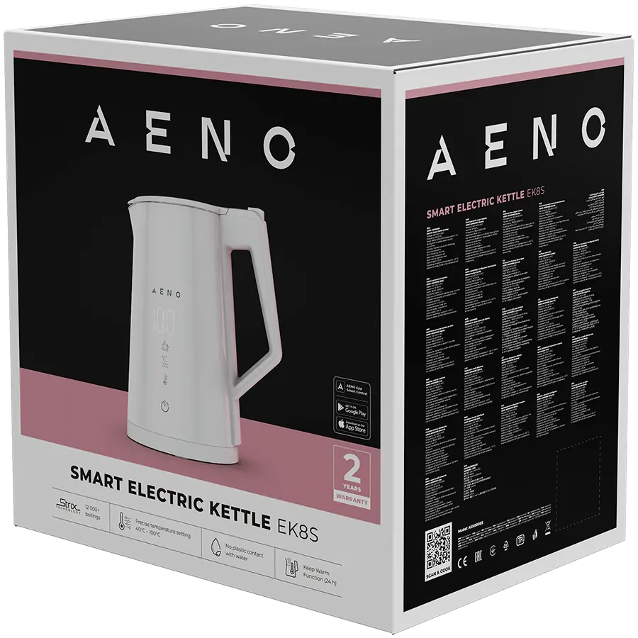 AENO Electric Kettle EK8S Smart: 1850-2200W, 1.7L, Strix, Double-walls, Temperature Control, Keep warm Function, Control via Wi-Fi, LED-display, Non-heating body, Auto Power Off, Dry tank Protection - image 3