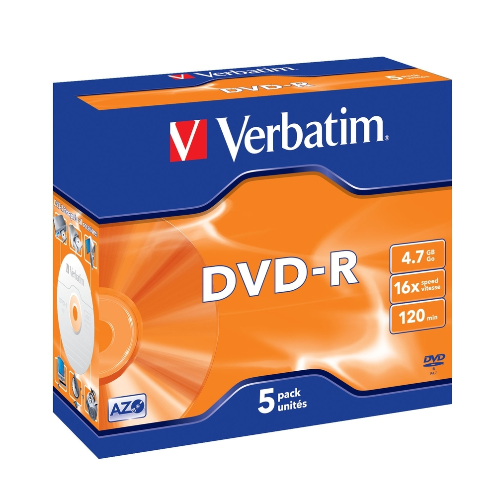 Медия, Verbatim DVD-R AZO 4.7GB 16X MATT SILVER SURFACE (5 PACK)