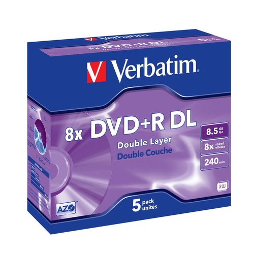 Медия, Verbatim DVD+R DOUBLE LAYER 8.5GB 8X MATT SILVER SURFACE (5 PACK)