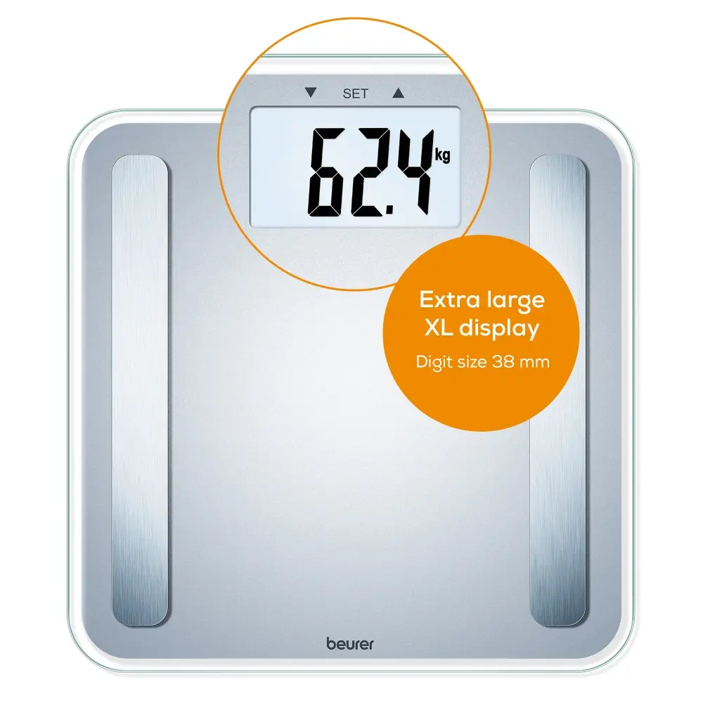 Везна, Beurer BF 183 diagnostic bathroom scale; Extra large LCD display; Weight, body fat, body water, muscle percentage, bone mass, AMR calorie display; 180 kg - image 2