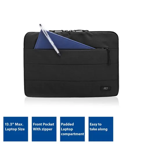 Husă pentru laptop ACT City, Până la 13.3", Neagră - 2