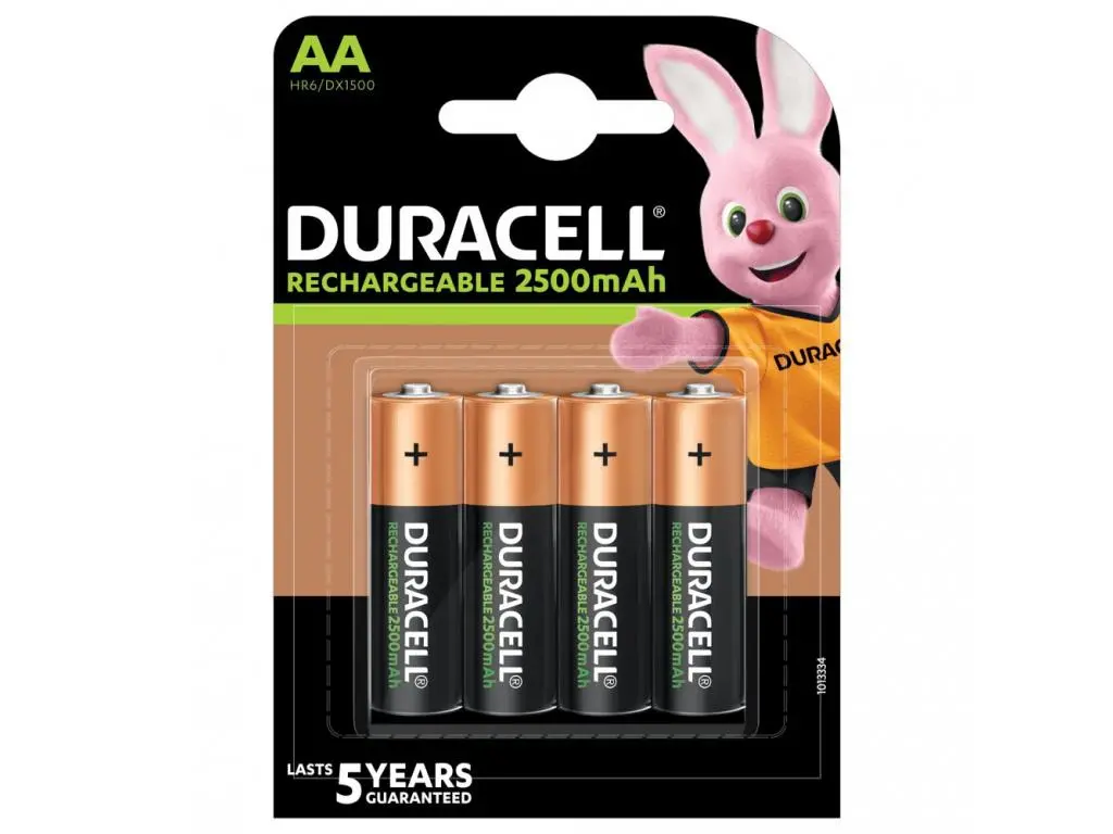 Acumulator reîncărcabil DURACELL R6 AA, 2500mAh NiMH, 1.2V, 4 buc. în ambalaj