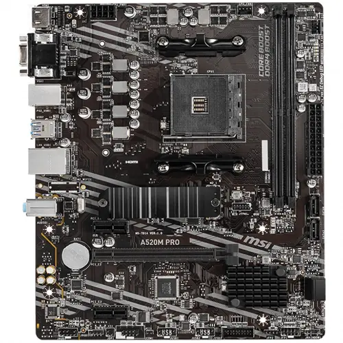 MSI Μητρική πλακέτα Desktop A520M PRO (AM4, 2xDDR4, 1xPCI-E X16, 2xPCI-E X1, 4xSATA3, 1xM.2, RAID, 6xUSB3.2 Gen1, 6xUSB2.0, DP, VGA, HDMI, Audio - 2
