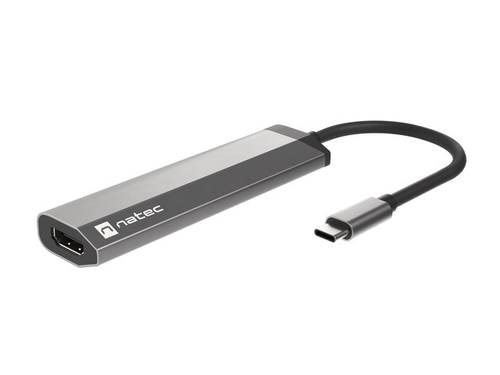 Докинг станция, Natec Fowler Multiport Adapter 4 in 1, 2xUSB 3.0 HUB, HDMI 4K, USB-C PD, Slim - image 5