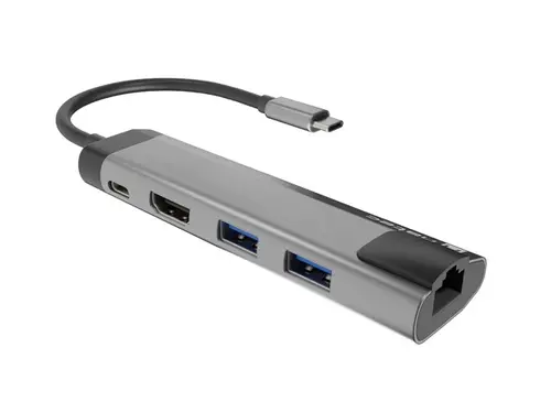 Докинг станция, Natec Fowler Go Multiport Adapter 5 in 1, 2xUSB 3.0 HUB, HDMI 4K, USB-C PD, RJ45 - image 1