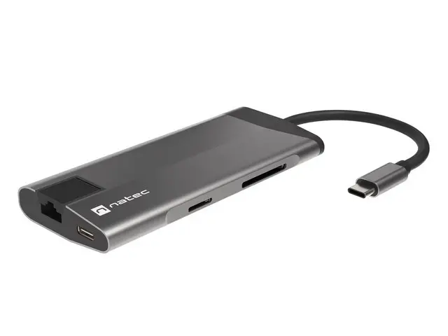 Stație de andocare, Natec Fowler Plus Adaptor multiport 8 în 1, USB 3.0 HUB, HDMI 4K, USB-C PD, RJ45, SD, Micro - image 1