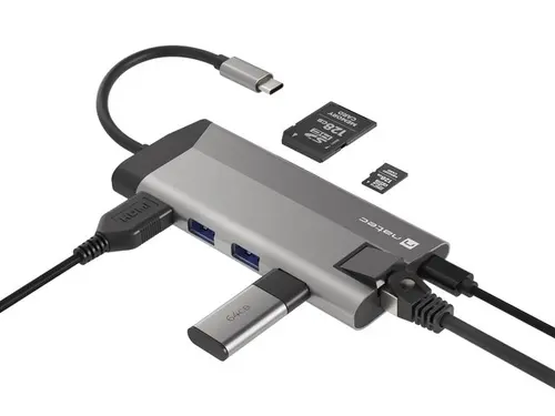 Докинг станция, Natec Fowler Plus Multiport Adapter 8 in 1, USB 3.0 HUB, HDMI 4K, USB-C PD, RJ45, SD, Micro - image 3