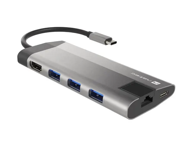 Stație de andocare, Natec Fowler Plus Adaptor multiport 8 în 1, USB 3.0 HUB, HDMI 4K, USB-C PD, RJ45, SD, Micro - image 4