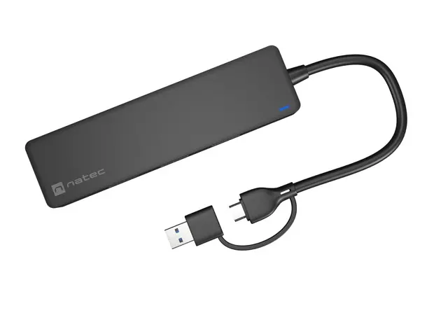 Hub USB, Natec Hub Mayfly USB-C 3.0 4 Port + adaptor USB-A negru - image 2