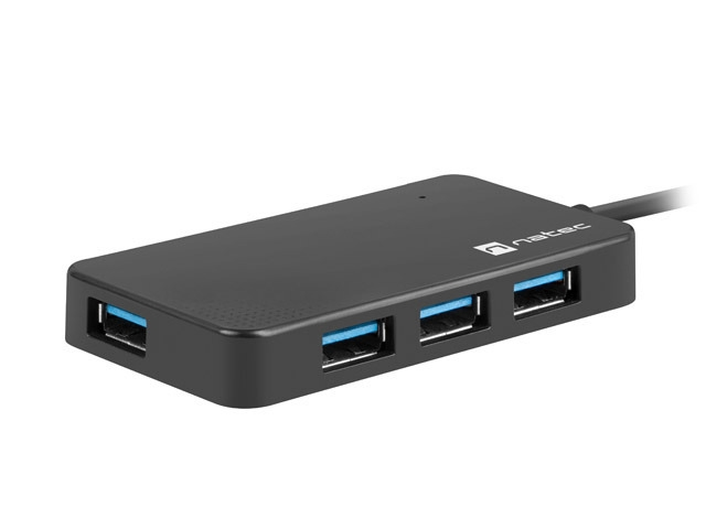 USB хъб, Natec usb 3.0 hub silkworm 4-ports black usb-c