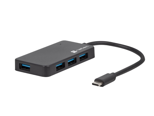 USB хъб, Natec usb 3.0 hub silkworm 4-ports black usb-c - image 4