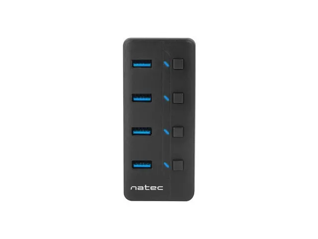 USB хъб, Natec USB 3.0 Hub Mantis 2 4-Port On/Off With AC Adapter - image 1