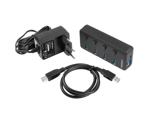 USB хъб, Natec USB 3.0 Hub Mantis 2 4-Port On/Off With AC Adapter - image 6