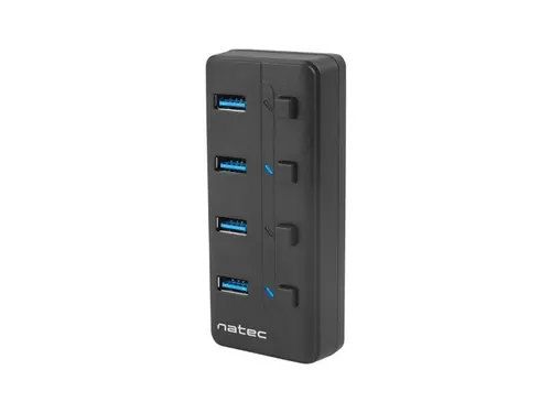 USB hub, Natec USB 3.0 Hub Mantis 2 4-Port On/Off με τροφοδοτικό AC - 1