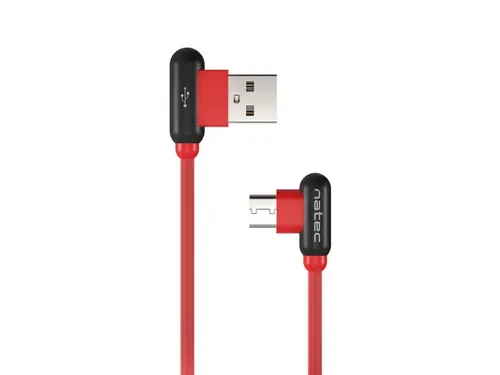 Кабел, Natec USB-C(M) -> USB-A (M) 2.0 cable 1m. Angled left/right Red