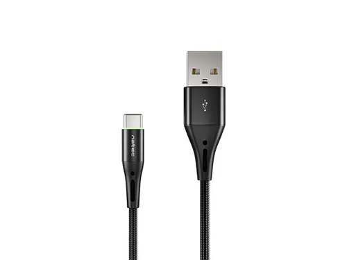 Кабел, Natec USB-C(M) -> USB-A (M) 2.0 cable 1m. Black LED nylon - image 1