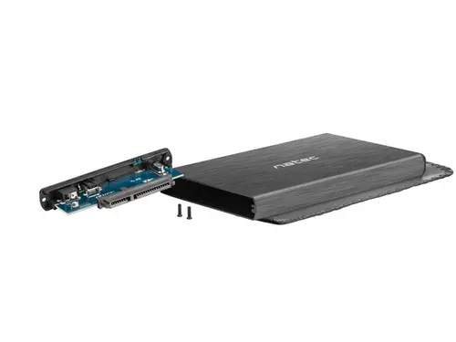 Кутия за твърд диск, Natec External HDD/SSD Enclosure Rhino SATA 2.5" USB 2.0 Aluminium Slim Black - image 2