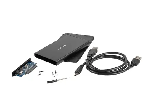 Кутия за твърд диск, Natec External HDD/SSD Enclosure Rhino SATA 2.5" USB 2.0 Aluminium Slim Black - image 3