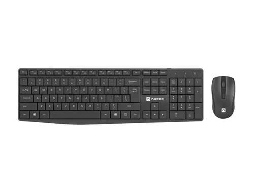 Комплект, Natec Set 2 in 1 Keyboard Black Squid + Mouse Wireless US Layout - image 1