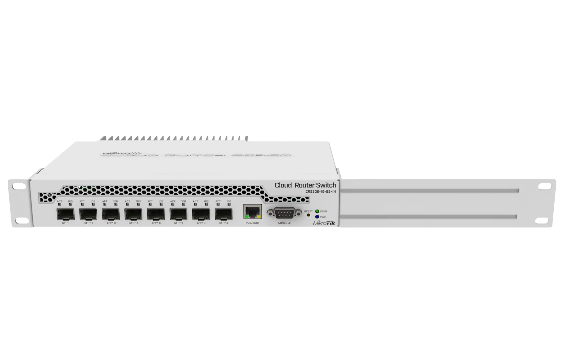 Суич MikroTik CRS309-1G-8S+IN, LAN 1 x Gigabit Ethernet ports, 8 x SFP+ 10Gbps, PoE in - image 3