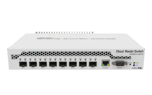 Суич MikroTik CRS309-1G-8S+IN, LAN 1 x Gigabit Ethernet ports, 8 x SFP+ 10Gbps, PoE in