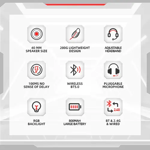 Marvo безжични геймърски слушалки Gaming Headphones Monka Echo HG9069W - Bluetooth, 2.4G - image 2