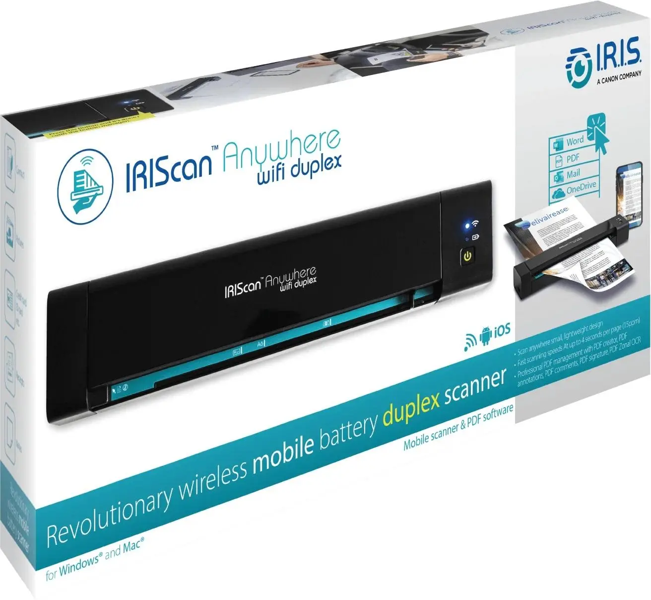 Φορητός σαρωτής διπλής όψης IRIS IRIScan Anywhere 6 Wifi Duplex, A4, USB-C, Μαύρο - image 2