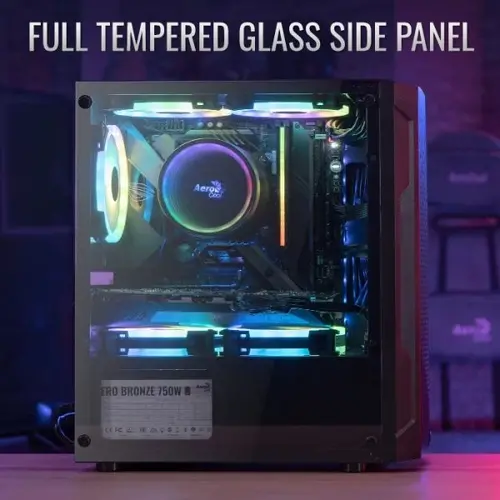 AeroCool кутия Case mATX - Trinity Mini-G-BK-v3 - 3 fans included, Tempered Glass - image 3