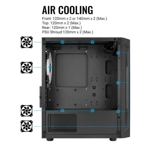 AeroCool кутия Case mATX - Trinity Mini-G-BK-v3 - 3 fans included, Tempered Glass - image 4