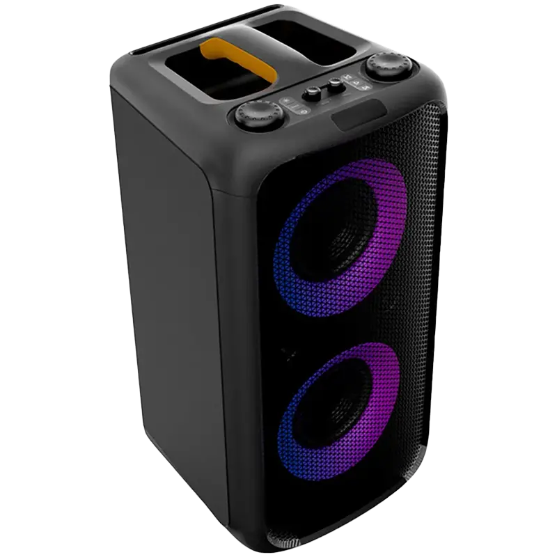 F&D PA200 Portable Wireless Party Speaker, 80W RMS (40W+40W), Subwoofer 2x5.25"+2x2"Tweeter, BT 5.0/USB/AUX, RGB, LED display, Remote control, Microphone, battery 8000mAh - image 1