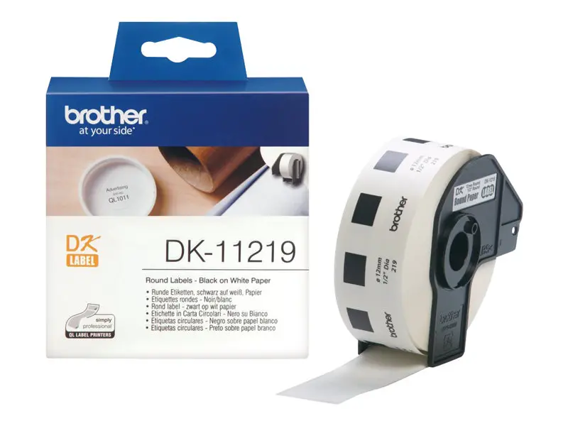 Consumabil, Brother DK-11219 Round Paper 1/2" label 12mm x 12mm x 1200 (Negru pe Alb)